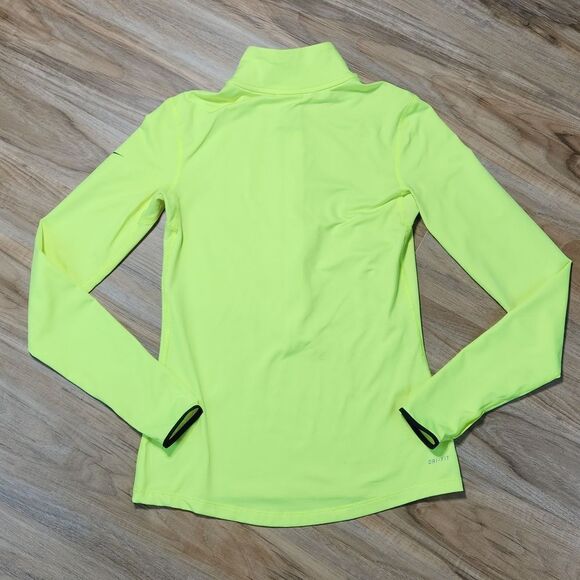 💜Nike Neon Yellow Fleece Lined Athletic Long Sleeve Top Medium - Picture 2 of 9